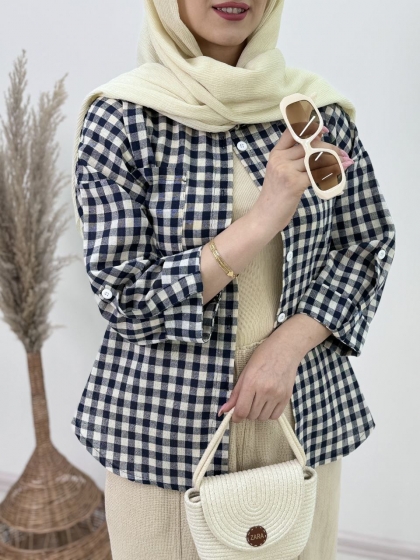 شومیز چهارخونه رونیا کد4302