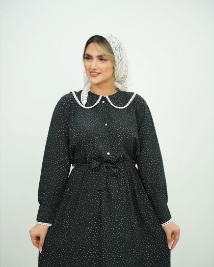 پیراهن یقه عروسکی کمردار آیلار کد5887