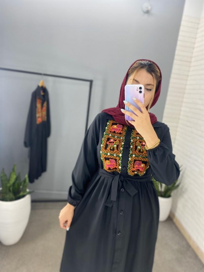 مانتو سنتی مشکی کد 435