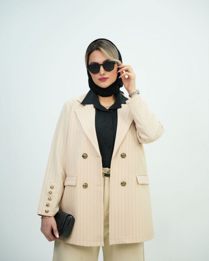 کتی یقه انگلیسی راه راه متین کد5883