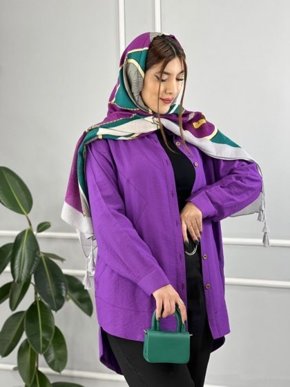 شومیز دکمه دار شمیمه کد volga2076