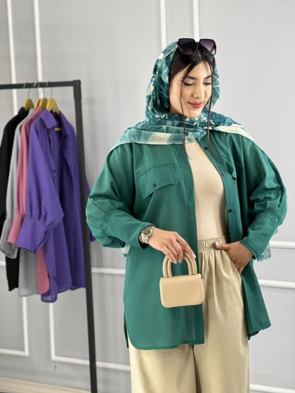 شومیزی حریر میله ای یسنا کد volga2365