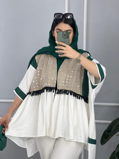 مانتو پولک دوزی شعله کد volga2419