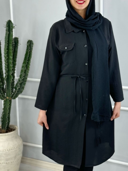 مانتو بلند کمردار کد volga2629